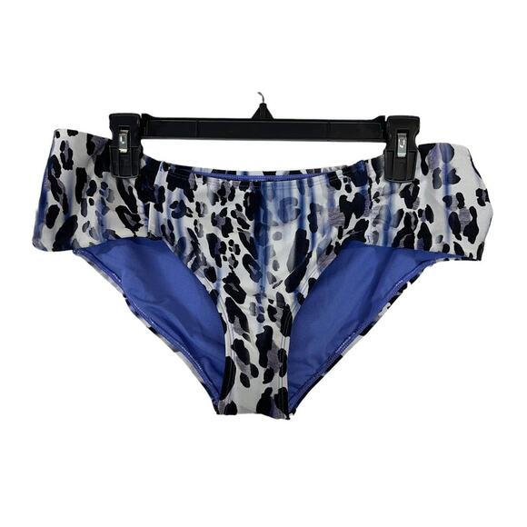 RACHEL Rachel Roy bikini bottom animal print ruched side L - Picture 1 of 3